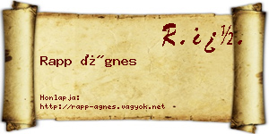 Rapp Ágnes névjegykártya