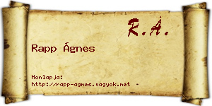 Rapp Ágnes névjegykártya